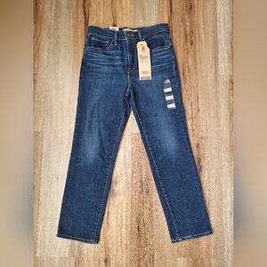 NEW Womens Levis 724 High Rise Straight Cropped Jeans Size 27 Dark Wash Denim